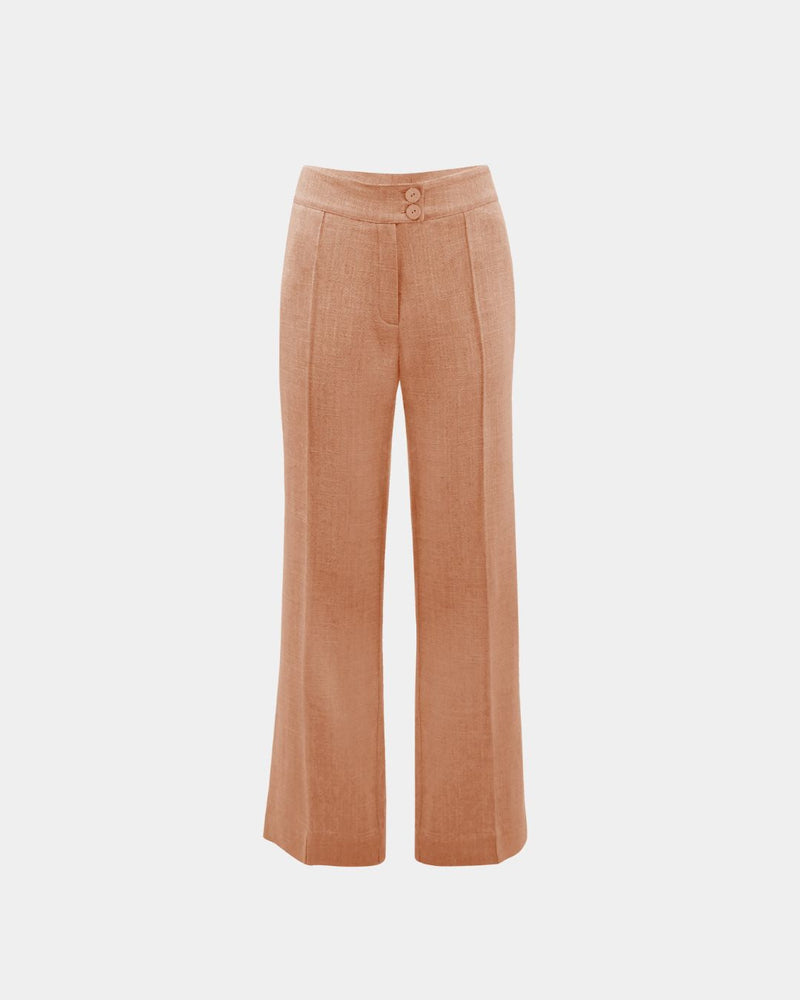 Trousers Marlene ORGANIC Linen Apricot wide fit | Aline CELI — Aline CELI