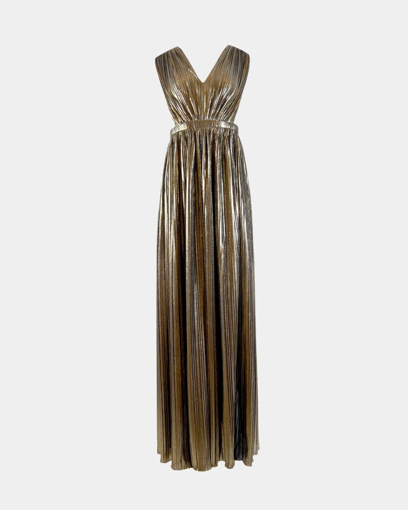 Kleid Lumière Plissé Metallic – Aline CELI Couture Damenkleid — Aline CELI