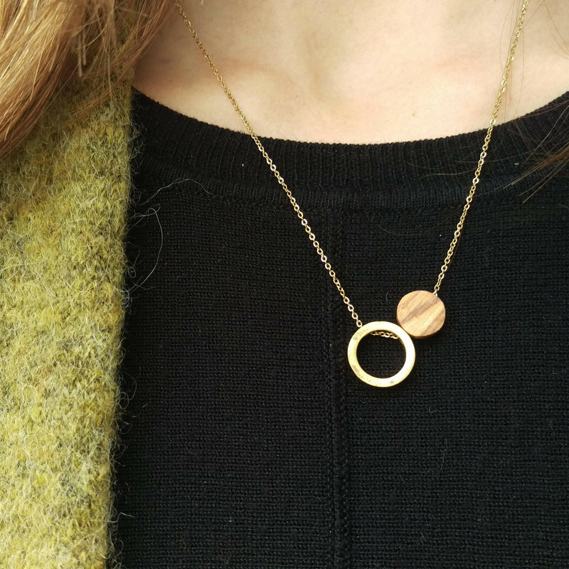 Necklace Olive Wood & Circle – Handmade in Cologne — LIZO