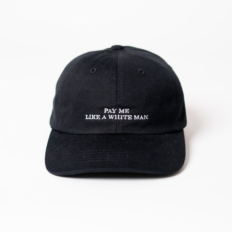 Pay me like a white man Premium Dad Cap – Bio-Baumwolle schwarz-weiß — arrel - responsible apparel