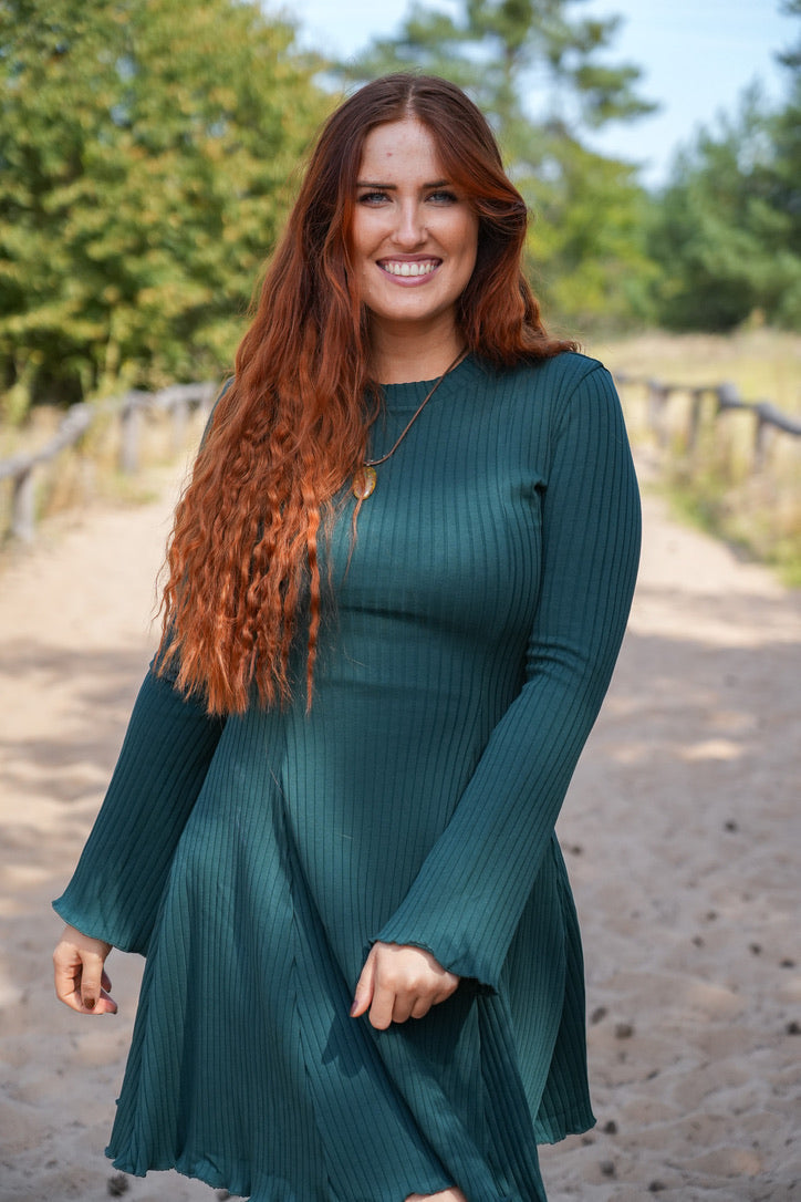 Lya dress bottle green – organic cotton, handmade in Germany — Vivien Joy