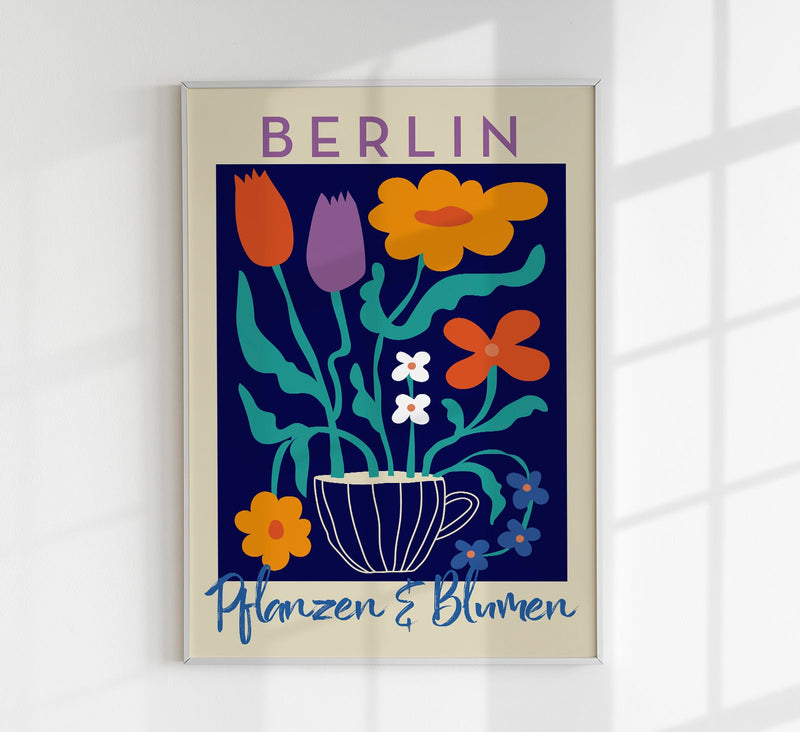 Berlin Plants and Flowers Cup of Tea Graphic Art Poster – Fine Art Paper or Canvas — Patroa Studio