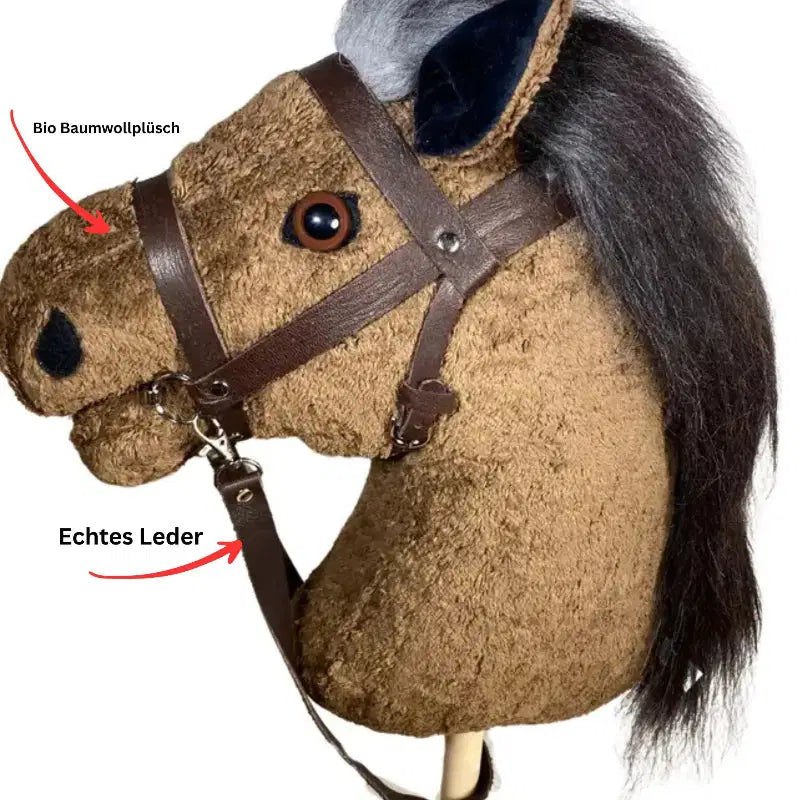 Organic Hobby Horse Abraxas with Bridle – Handmade Wooden Toy from 2 Years — Pat & Patty