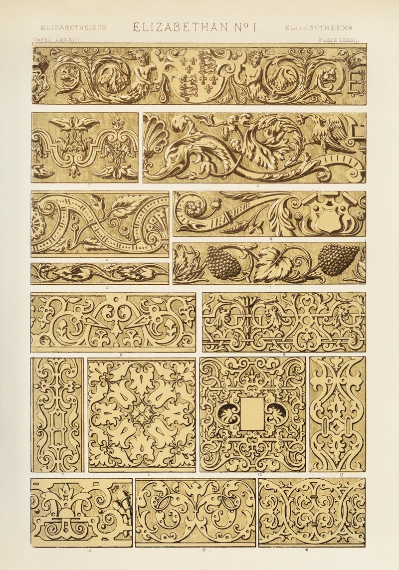 Elizabethan Nr 1 by Owen Jones – Kunstdruck Sepia Muster — Patroa Studio