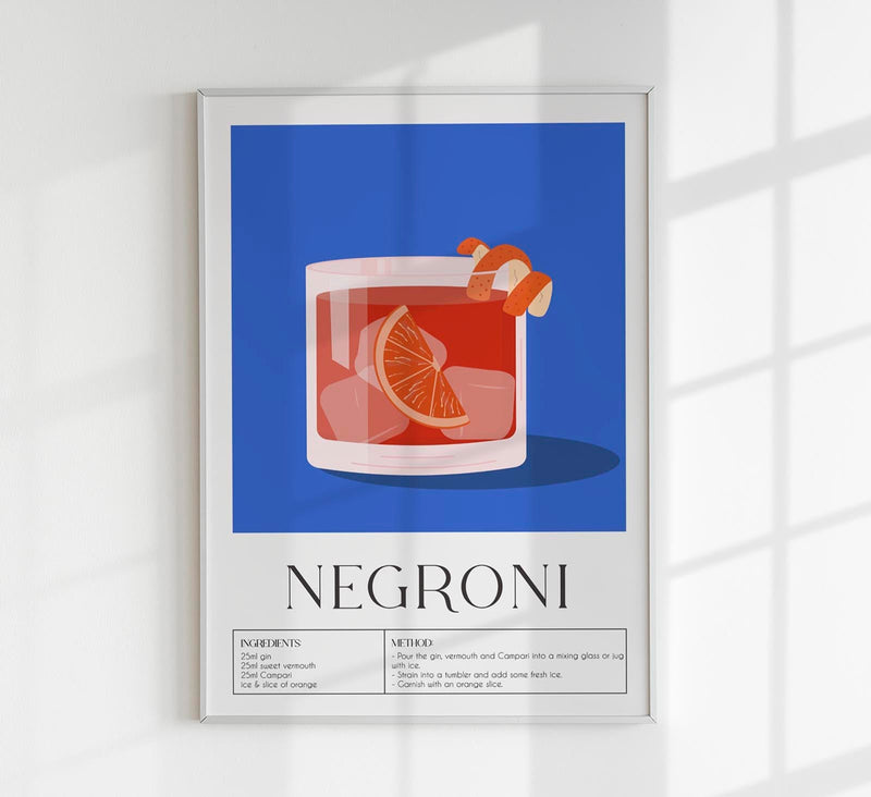Negroni Drink Art Poster Fine Art Canvas – Classic Cocktail — Patroa Studio