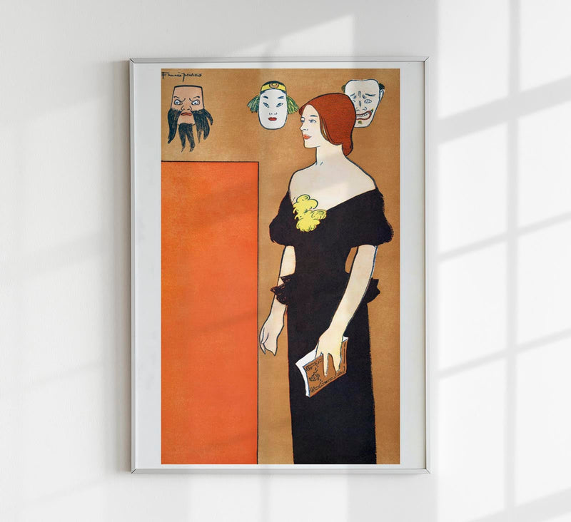 Woman in Black Dress – Vintage Poster Kunstdruck von Edward Penfield — Patroa Studio