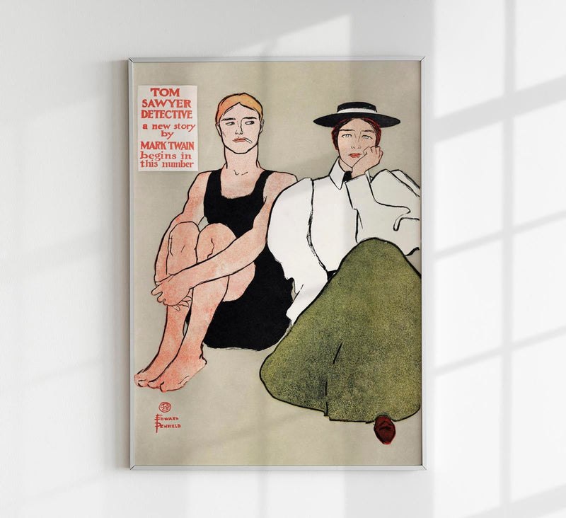 Two Seated Women von Edward Penfield – Vintage Kunstdruck — Patroa Studio