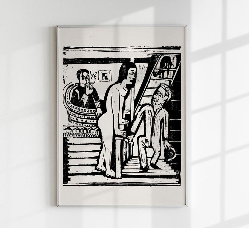 The Visit by Ernst Kirchner – Kunstdruck Lithografie — Patroa Studio