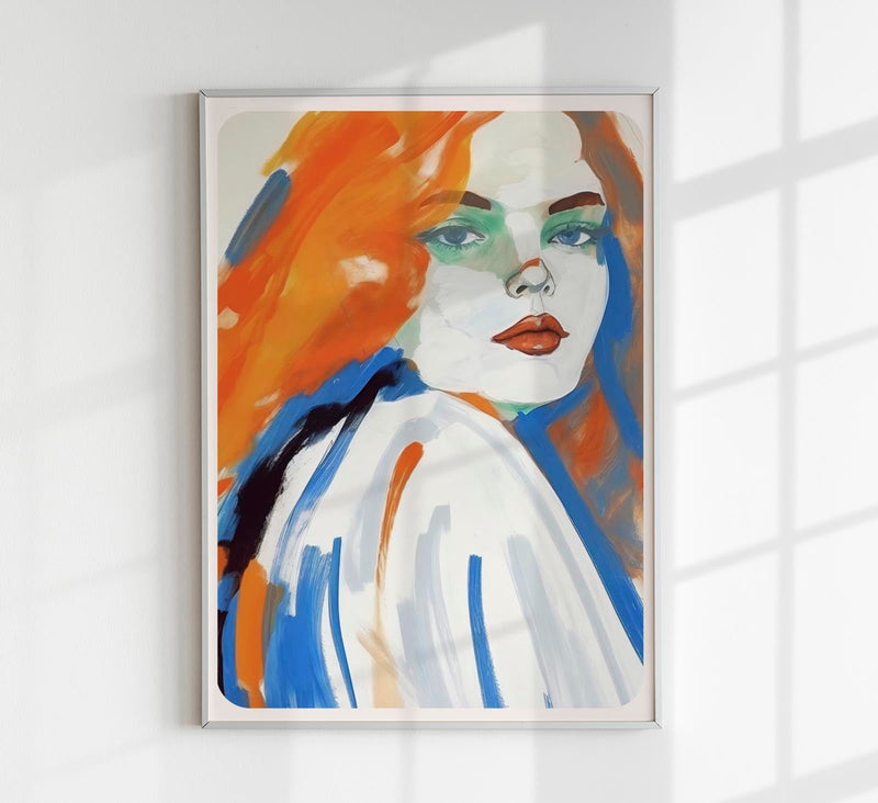 Girl in Blue and Orange Art Print – Art Print by Patroa Studio — Patroa Studio