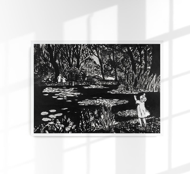 Lily Pond Drawing by Henry Lyman – Kunstdruck Poster — Patroa Studio