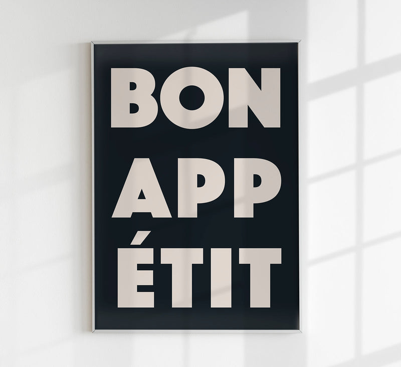 Bon Appétit Dark Art Print – Typografie Wandbild | Fine Art Poster — Patroa Studio