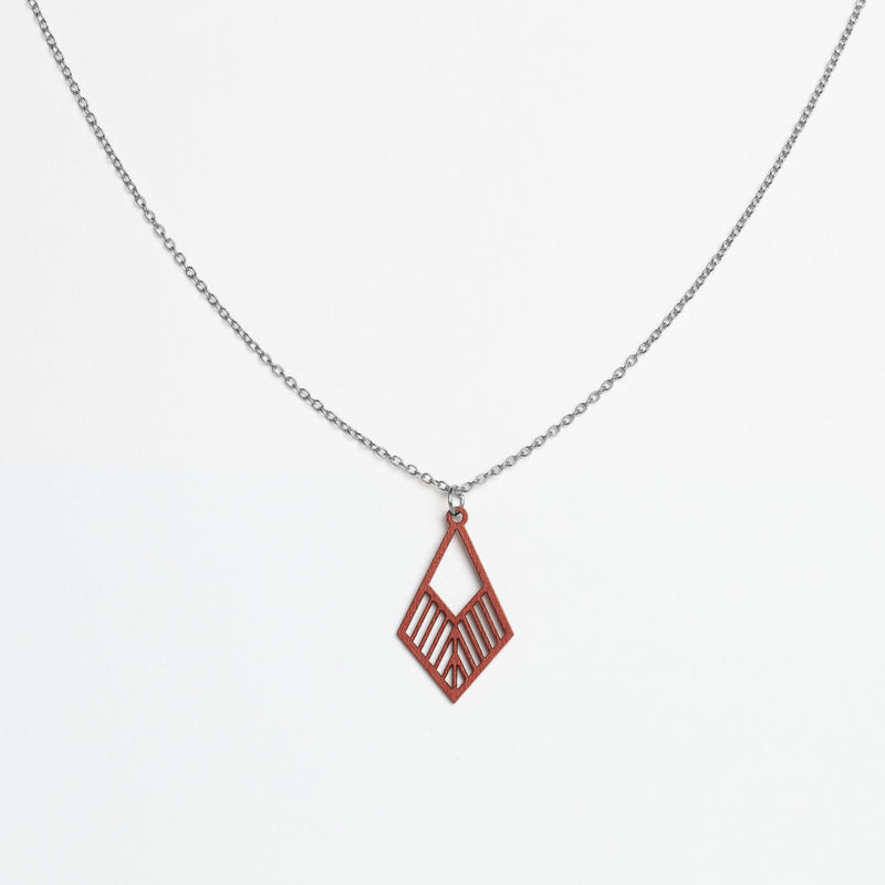 "Tribe" Necklace Wooden Pendant - Stainless Steel, Handmade — FEINFORMART
