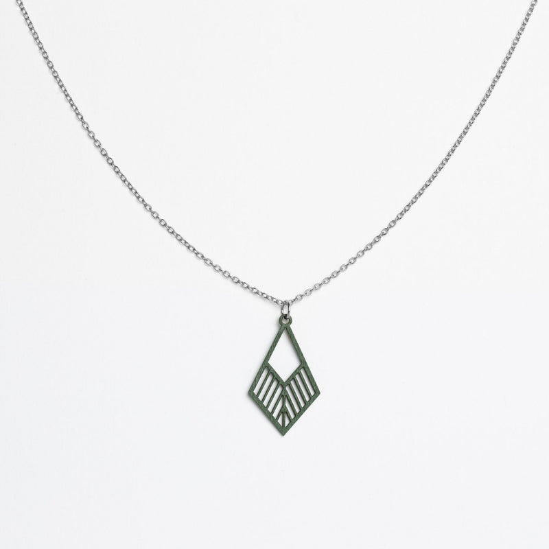 "Tribe" Necklace Wooden Pendant - Stainless Steel, Handmade — FEINFORMART