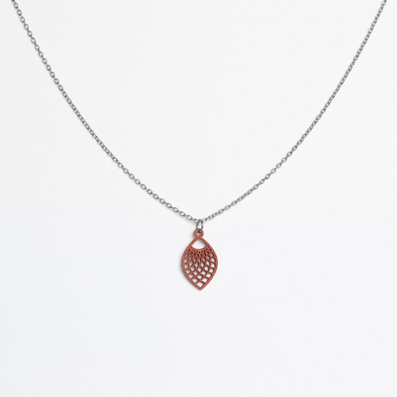 "Leaf" Necklace Wooden Pendant – Hypoallergenic Stainless Steel — FEINFORMART
