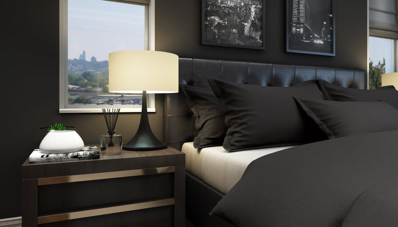 Bed linen set Nero plain 100% mercerized cotton Swiss satin 300 TC easy-care — von der Thannen Luxury Bedding