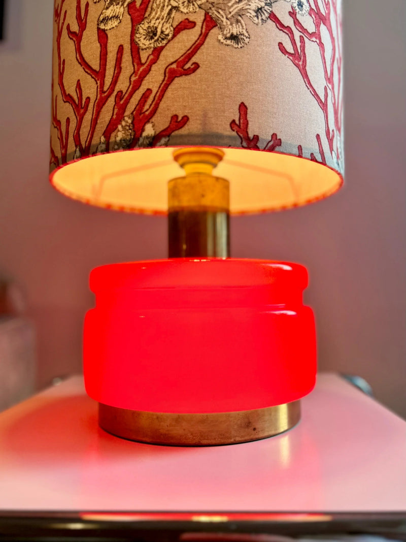 Peill & Putzler Table Lamp Opal Glass Red - Mid Century Design Vintage — Roomlight Studio