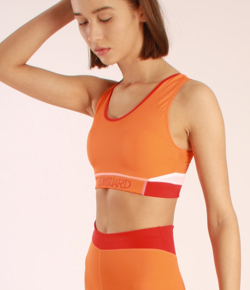 Sports Bra Eyemouth Orange – Medium Support, Mesh Inserts, Recycled ECONYL® — BODY Guard Activewear