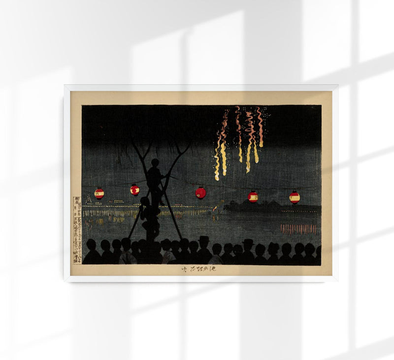 Fireworks at Ikenohata by Kobayashi Kyochika Poster – Art Print — Patroa Studio