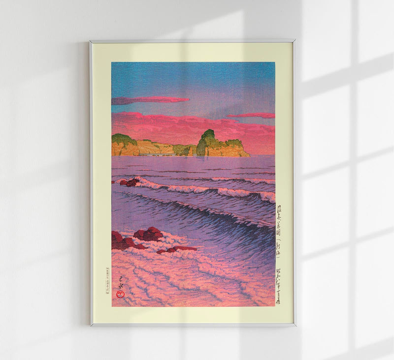 Morning Sea at Shiribeshi Poster – Hasui Kawase Japanese Woodblock Print Fine Art — Patroa Studio