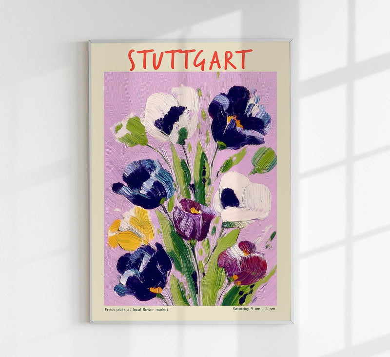 Stuttgart Local Flower Market Art Poster – Floral City Print Fine Art Poster — Patroa Studio