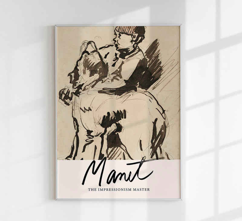 A Boy Holding His Dog – Manet Exhibition Poster | Fine Art Print — Patroa Studio