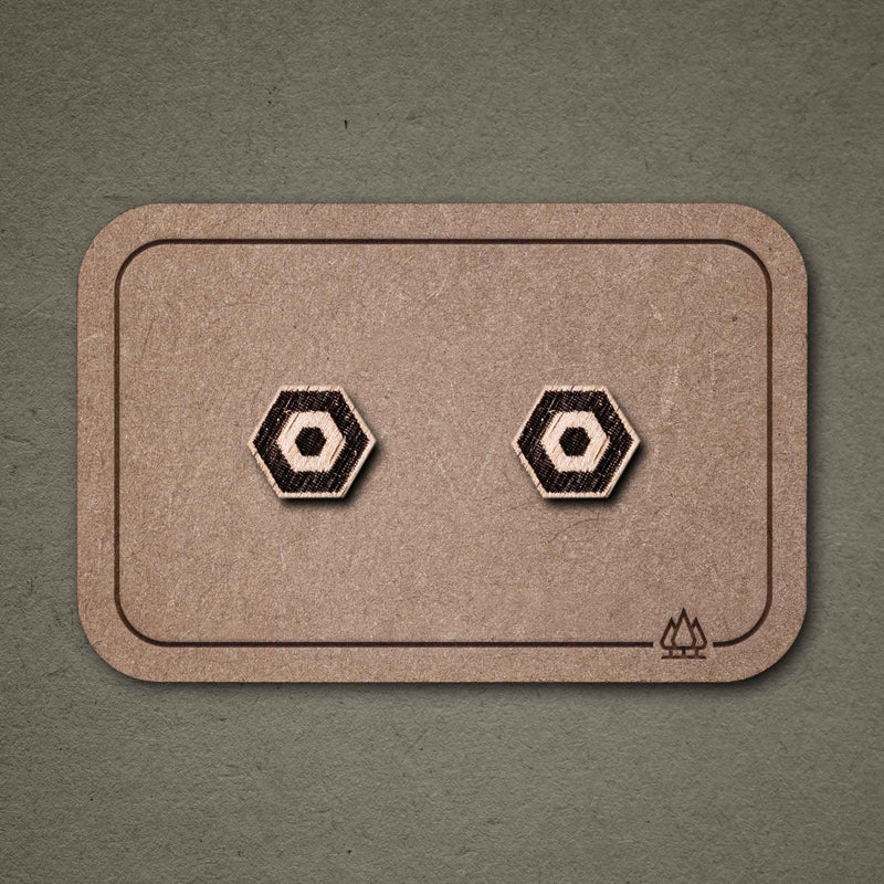 Wooden Stud Earrings | Hexagon N°1 – Handmade — FEINFORMART