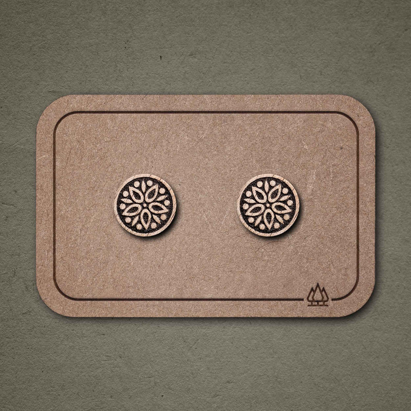 Wooden Stud Earrings Mandala N°1 – Handmade — FEINFORMART