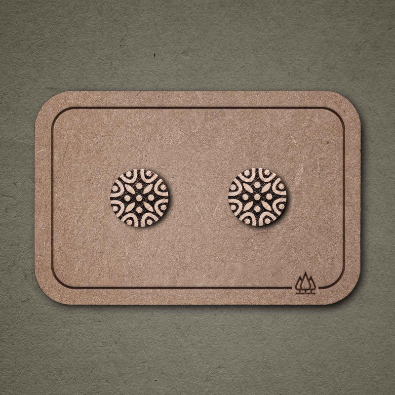 Wooden Stud Earrings Mandala N°2 – Handmade — FEINFORMART