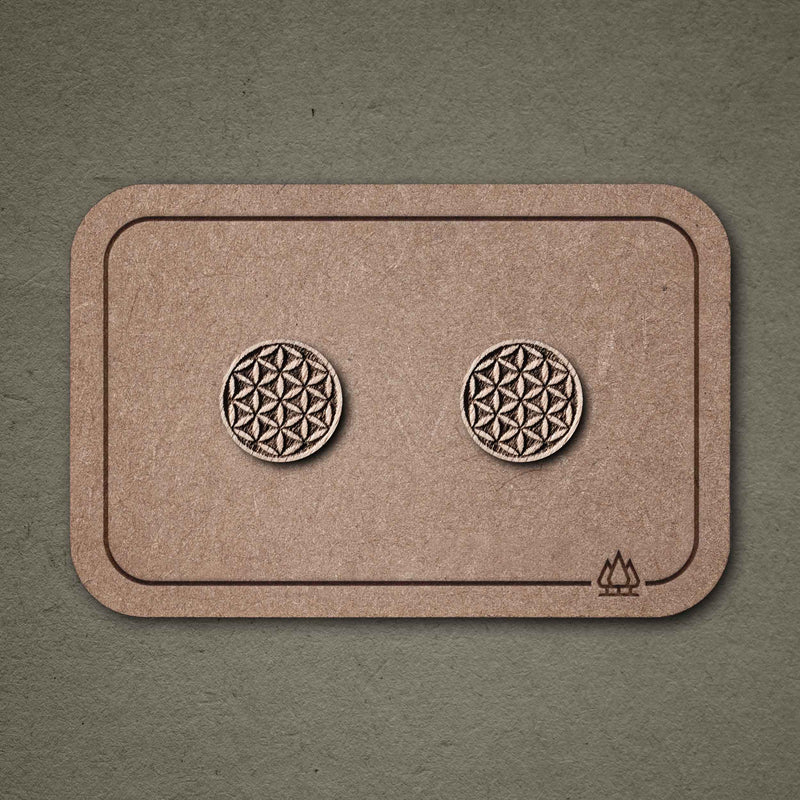 Wood Stud Earrings Flower of Life - Handmade — FEINFORMART