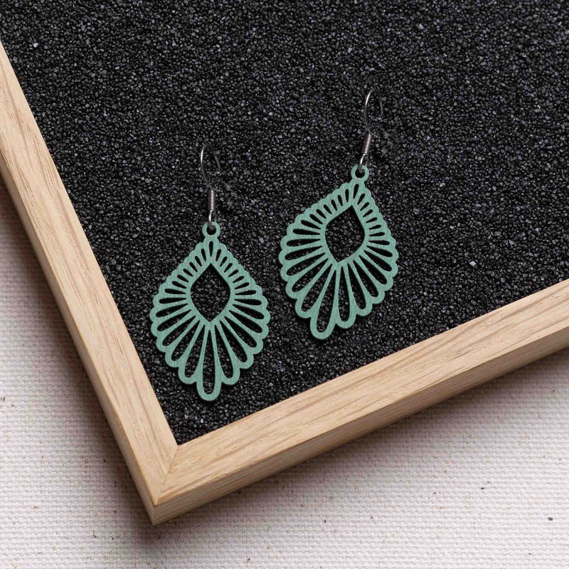 "Mindful" Wooden Drop Earrings - Featherlight, Delicate, Hypoallergenic — FEINFORMART