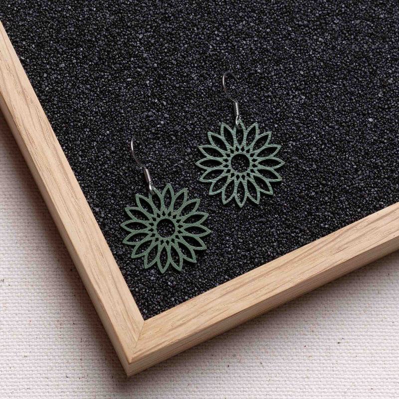 Flower Wooden Drop Earrings – feather-light, delicate, hypoallergenic — FEINFORMART