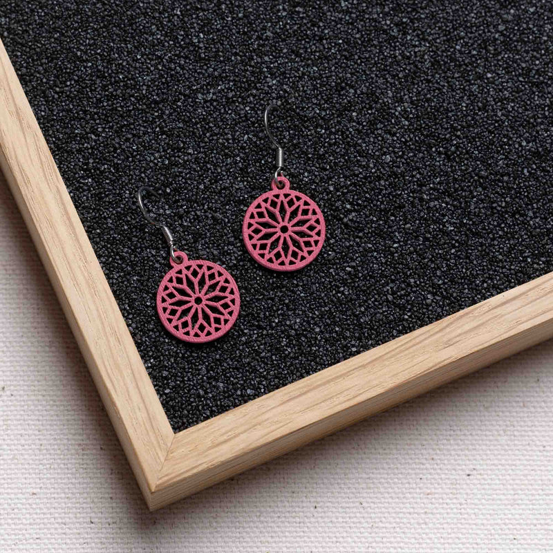 "Sunwheel" Wooden Drop Earrings – feathery light, delicate, hypoallergenic — FEINFORMART