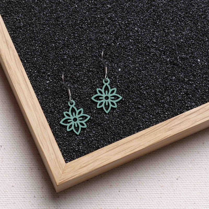 Flower mini wooden earrings - feather-light & anti-allergenic stainless steel studs — FEINFORMART
