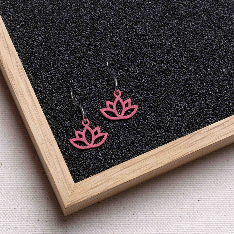 Flower Lotus Wooden Drop Earrings – feather-light and anti-allergenic — FEINFORMART