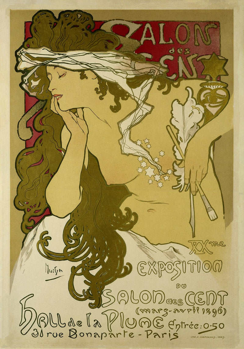 Salon Art Nouveau Vintage Poster by Mucha – Kunstdruck Berlin — Patroa Studio