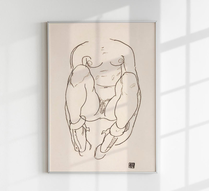 Torso of a Seated Woman with Boots – Egon Schiele Kunstdruck — Patroa Studio