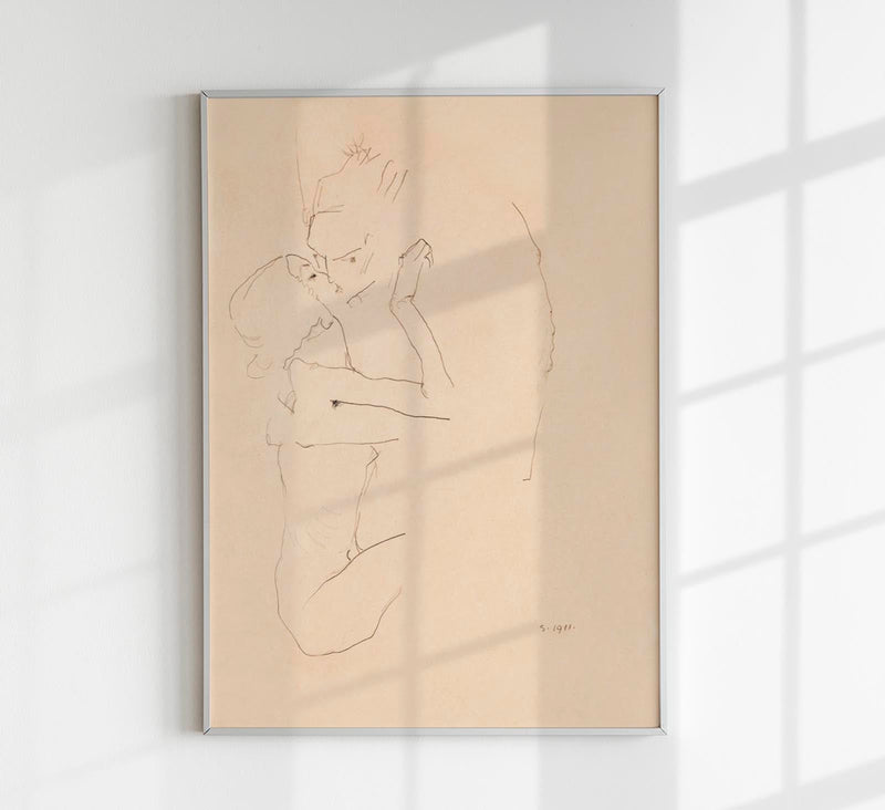 The Kiss by Egon Schiele – Archival Ink Fine Art Print on Paper or Canvas — Patroa Studio