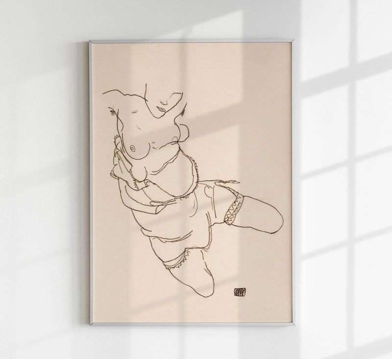 Semi Dressed Model by Egon Schiele – Kunstdruck Poster — Patroa Studio
