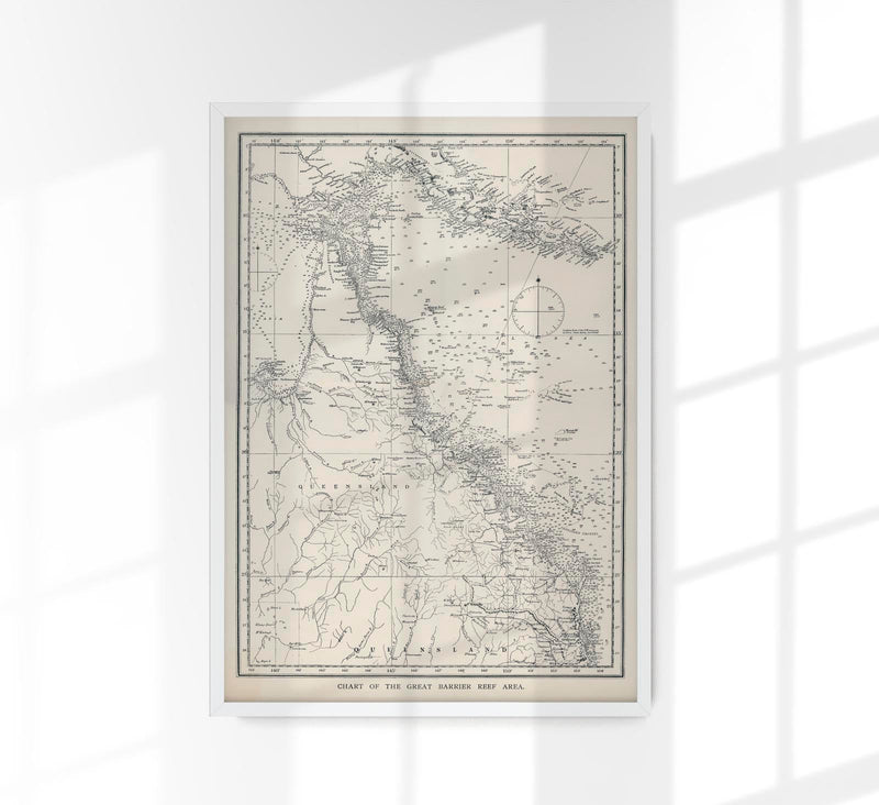 The Great Australian Barrier Reef Map – Kunstdruck mit Meerestieren — Patroa Studio