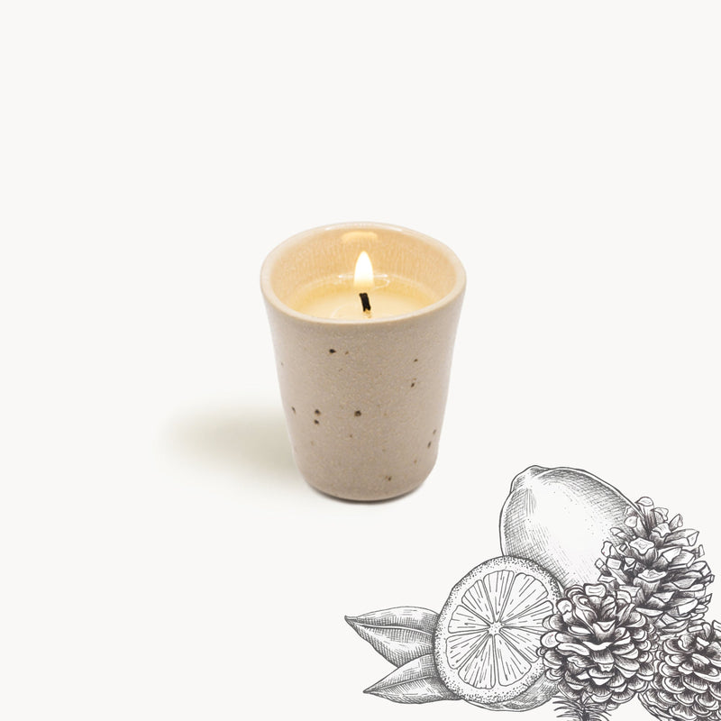 Mini Candle Eelina – Stoneware Pine & Lemon Hand-Poured — EDDA Stoneware