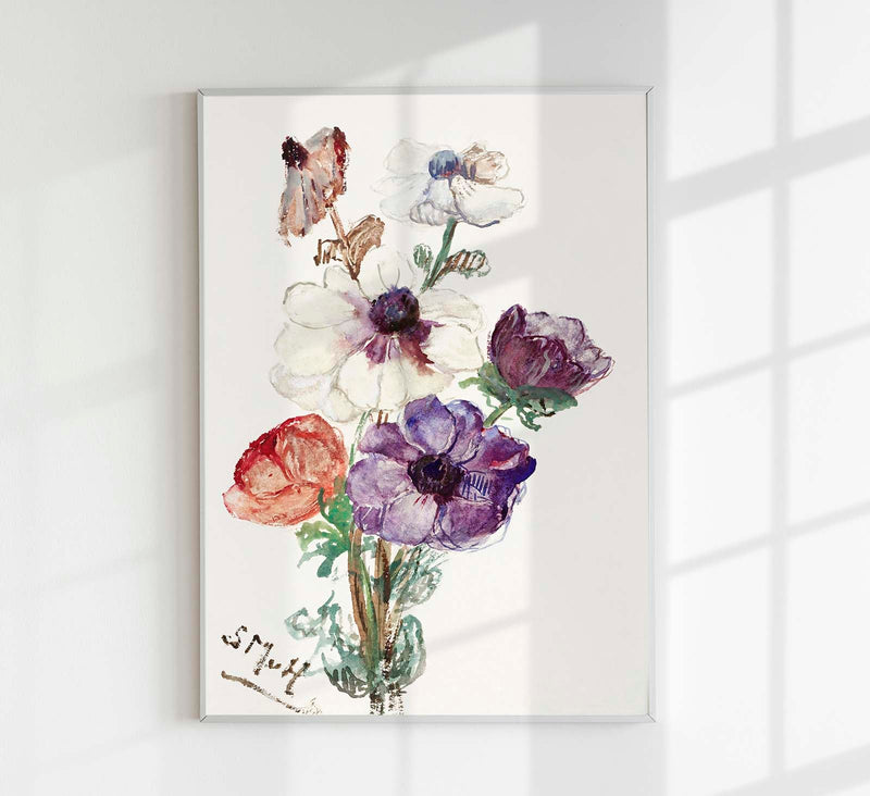 New Year's Greeting with Anemones Botanical Art Print – Patroa Studio — Patroa Studio