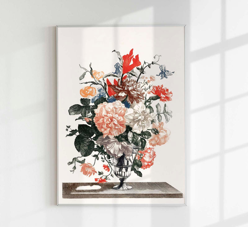 Stone Vase with Flowers Nr. 3 – Botanischer Kunstdruck von Johan Teyler — Patroa Studio