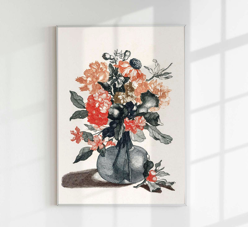 Stone Vase with Flowers Nr. 5 – Botanischer Kunstdruck von Johan Teyler — Patroa Studio