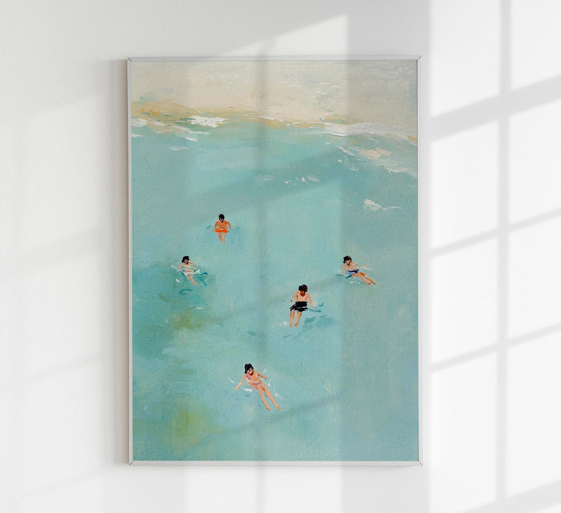 Children playing on the Beach Art Poster – Fine Art Print & Canvas — Patroa Studio