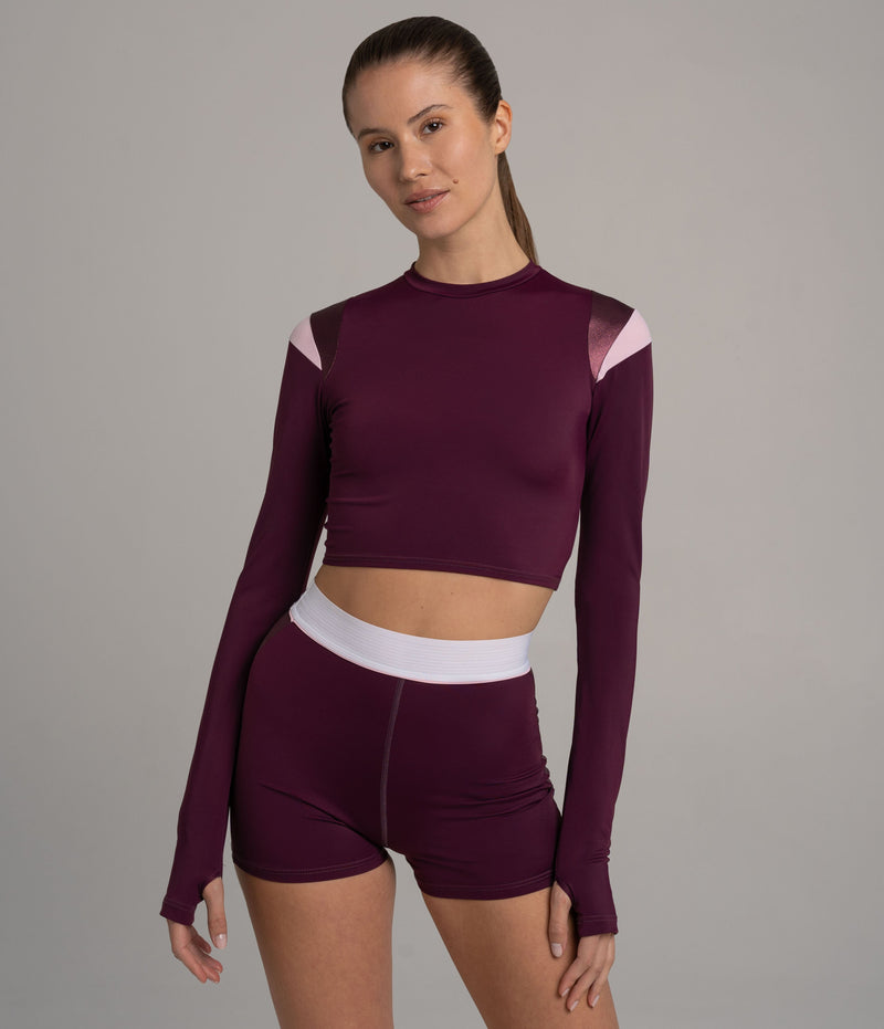 Tahiti Longsleeve Aubergine – UV Protection Surf Top made from ECONYL — BODY Guard Activewear