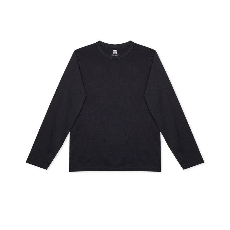 Basic Long-sleeve N°6 Black 100% Cotton Regular Fit — MUOM