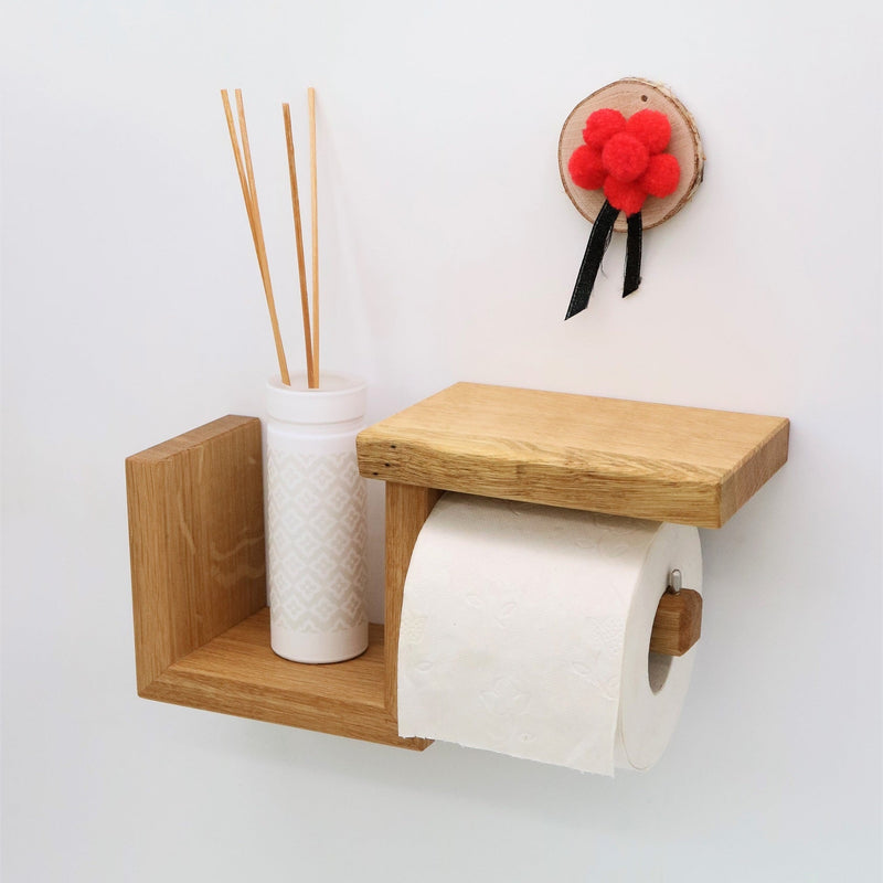Toilettenpapierhalter LOTHAR Massivholz Eiche handgefertigt — Woodkopf