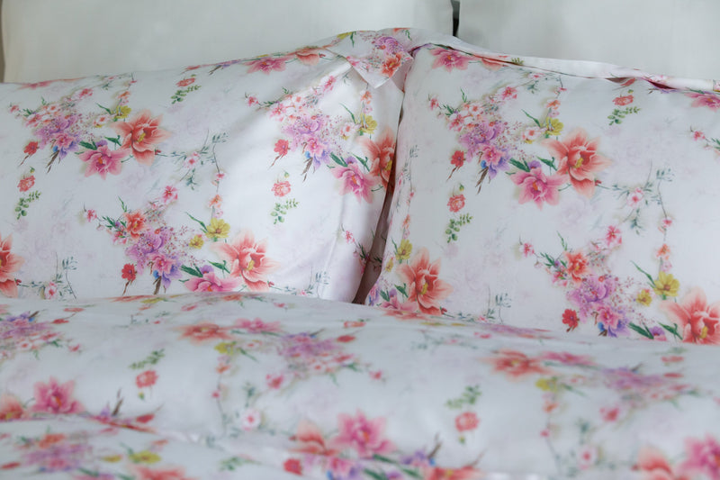 Satin Kissenbezug Set Monet White – 100% Micro Modal, 305 TC, Made in Austria — von der Thannen Luxury Bedding