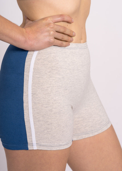 Blue Moon Upcycling Shorts – Vintage-Design, hoher Bund, nachhaltig — BODY Guard Activewear