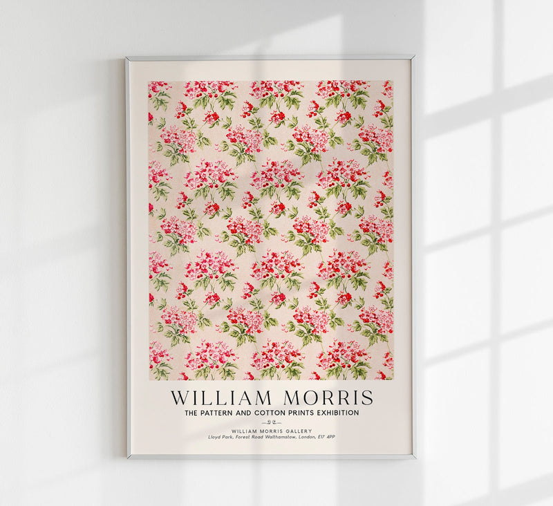 William Morris Pink Flower Art Exhibition Poster – Handgedruckt Berlin — Patroa Studio